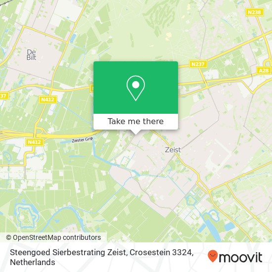 Steengoed Sierbestrating Zeist, Crosestein 3324 Karte