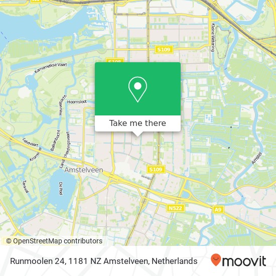 Runmoolen 24, 1181 NZ Amstelveen map