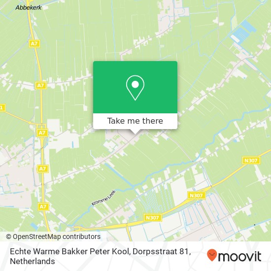 Echte Warme Bakker Peter Kool, Dorpsstraat 81 map