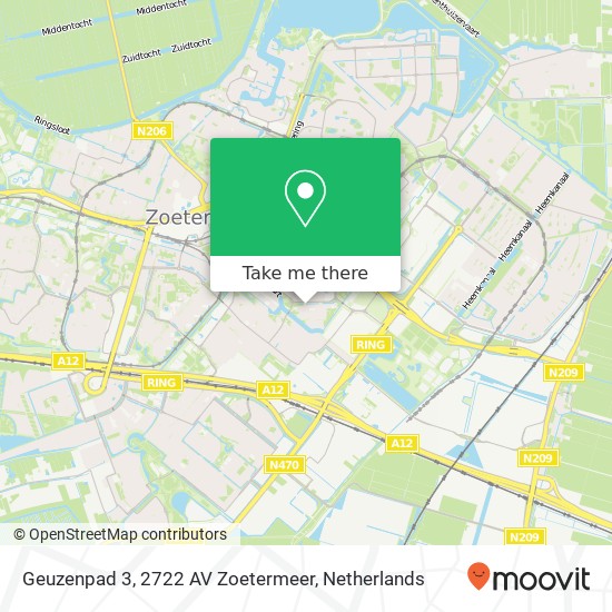 Geuzenpad 3, 2722 AV Zoetermeer Karte