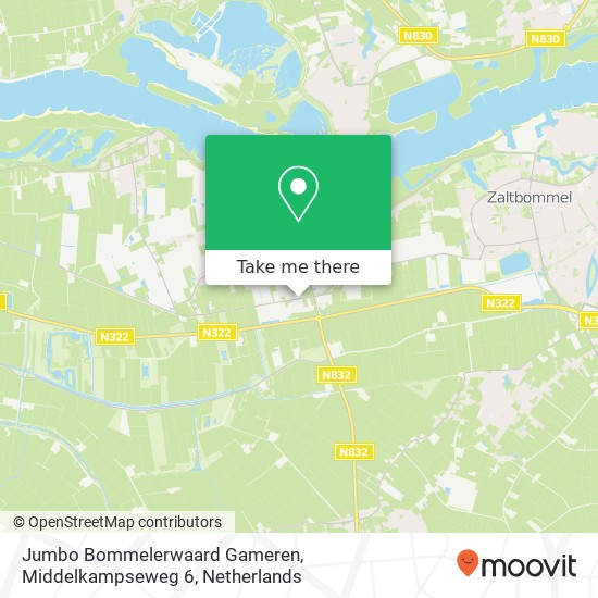 Jumbo Bommelerwaard Gameren, Middelkampseweg 6 Karte