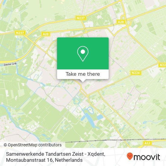 Samenwerkende Tandartsen Zeist - Xqdent, Montaubanstraat 16 map