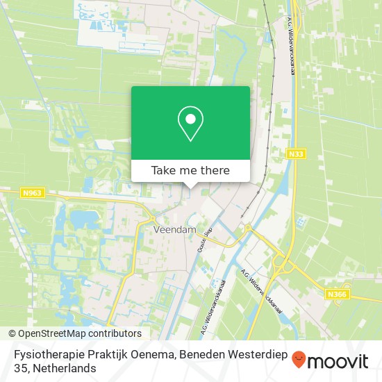 Fysiotherapie Praktijk Oenema, Beneden Westerdiep 35 map