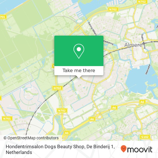 Hondentrimsalon Dogs Beauty Shop, De Binderij 1 Karte