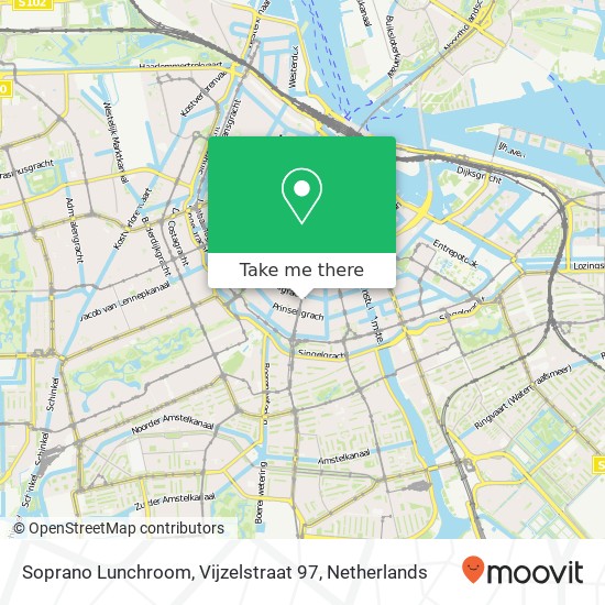 Soprano Lunchroom, Vijzelstraat 97 map