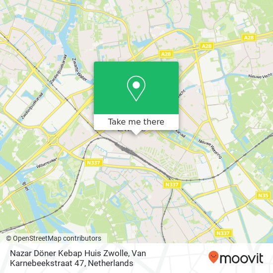 Nazar Döner Kebap Huis Zwolle, Van Karnebeekstraat 47 Karte