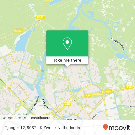 Tjonger 12, 8032 LK Zwolle Karte