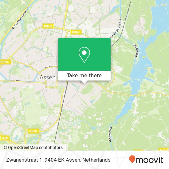 Zwanenstraat 1, 9404 EK Assen map