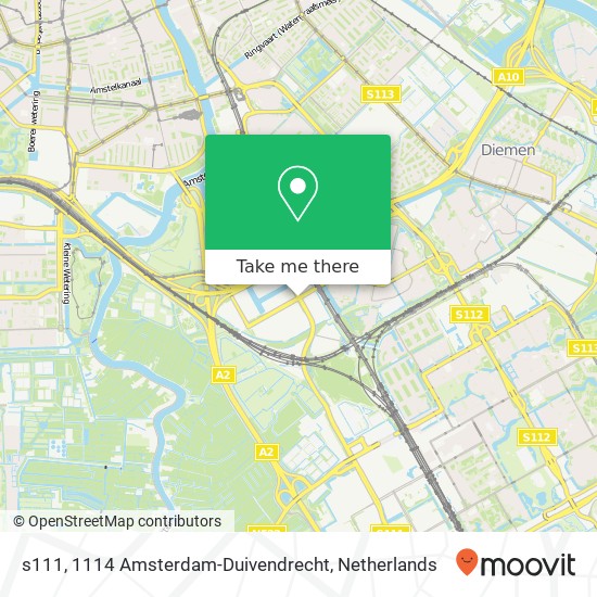s111, 1114 Amsterdam-Duivendrecht Karte