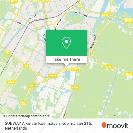 SUBWAY Alkmaar Koelmalaan, Koelmalaan 316 Karte