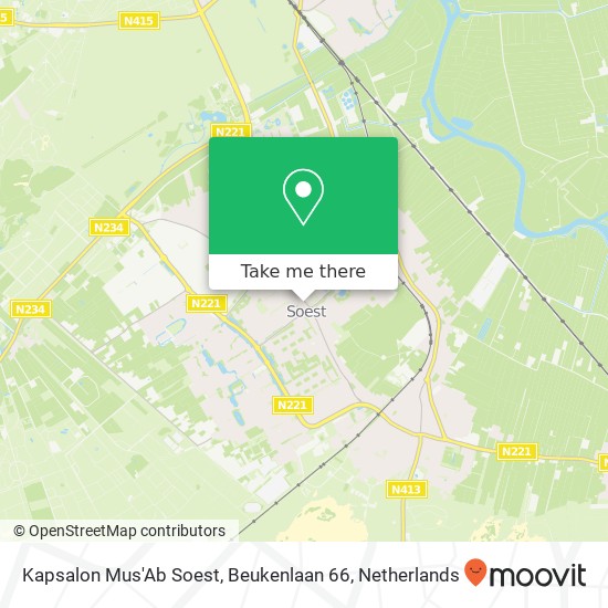 Kapsalon Mus'Ab Soest, Beukenlaan 66 map