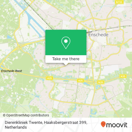 Dierenkliniek Twente, Haaksbergerstraat 399 map