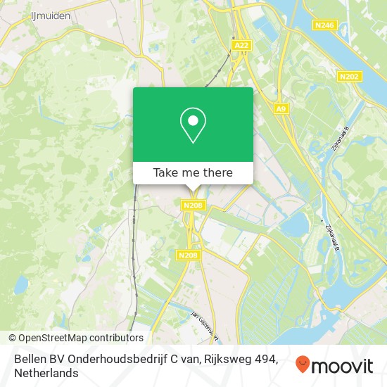 Bellen BV Onderhoudsbedrijf C van, Rijksweg 494 map