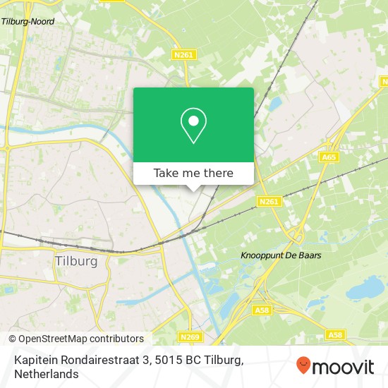 Kapitein Rondairestraat 3, 5015 BC Tilburg map