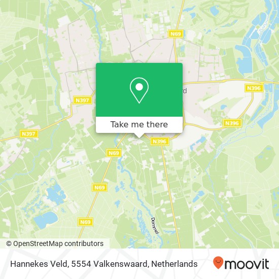 Hannekes Veld, 5554 Valkenswaard Karte