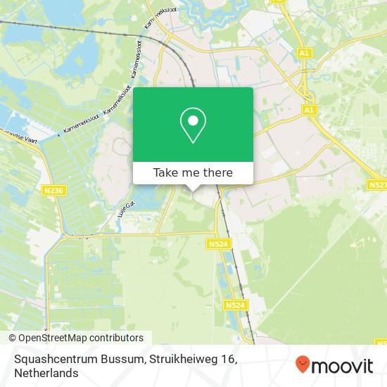 Squashcentrum Bussum, Struikheiweg 16 map