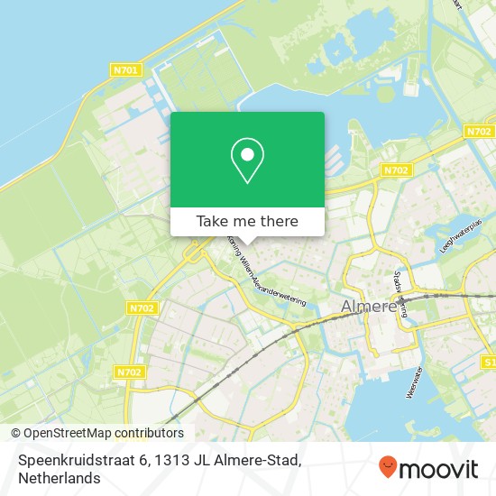 Speenkruidstraat 6, 1313 JL Almere-Stad Karte