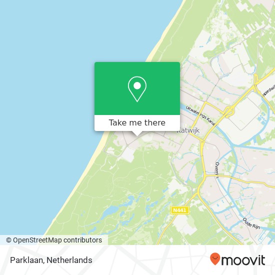 Parklaan, 2225 SL Katwijk aan Zee Karte