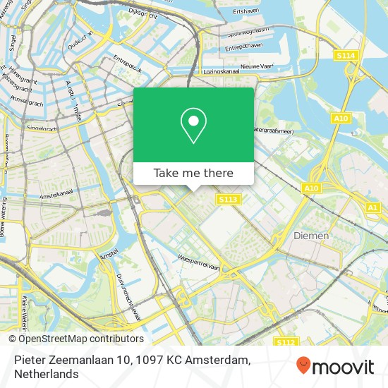 Pieter Zeemanlaan 10, 1097 KC Amsterdam map