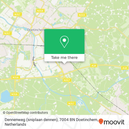 Dennenweg (sniplaan dennen), 7004 BN Doetinchem map