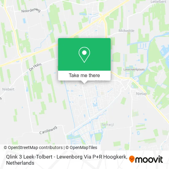 Qlink 3 Leek-Tolbert - Lewenborg Via P+R Hoogkerk map