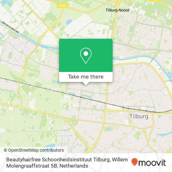 Beautyhairfree Schoonheidsinstituut Tilburg, Willem Molengraaffstraat 5B map