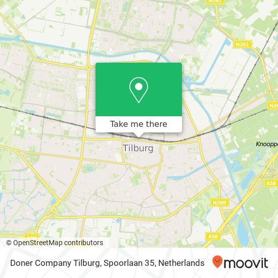 Doner Company Tilburg, Spoorlaan 35 map