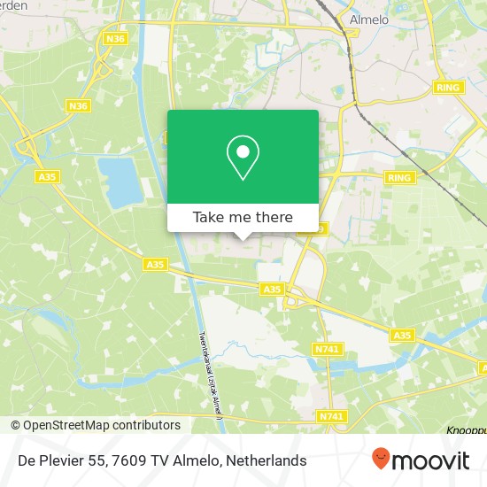 De Plevier 55, 7609 TV Almelo map