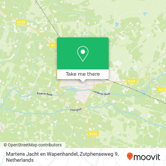 Martens Jacht en Wapenhandel, Zutphenseweg 9 map