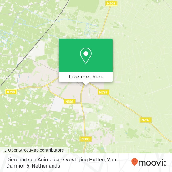 Dierenartsen Animalcare Vestiging Putten, Van Damhof 5 map