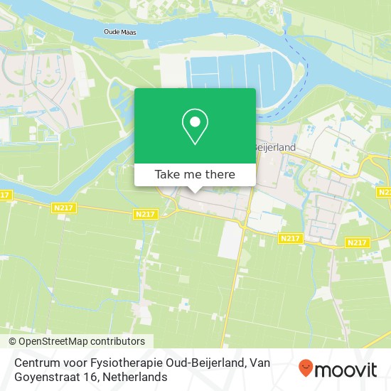 Centrum voor Fysiotherapie Oud-Beijerland, Van Goyenstraat 16 map