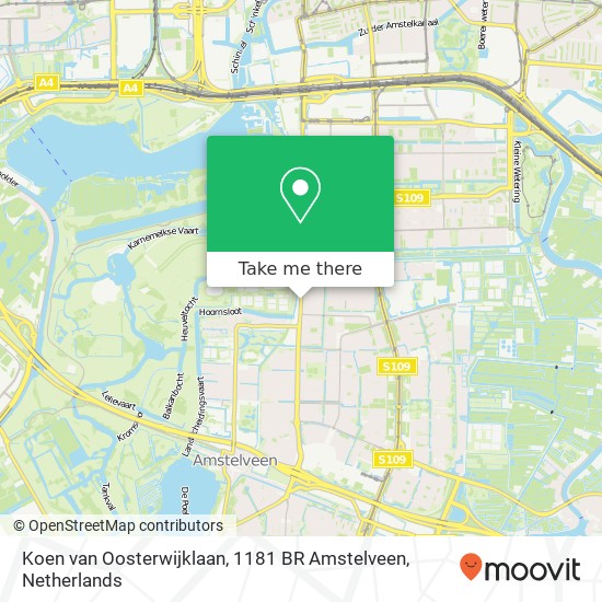 Koen van Oosterwijklaan, 1181 BR Amstelveen map