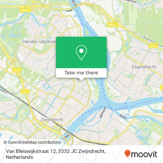 Van Bleiswijkstraat 12, 3332 JC Zwijndrecht map