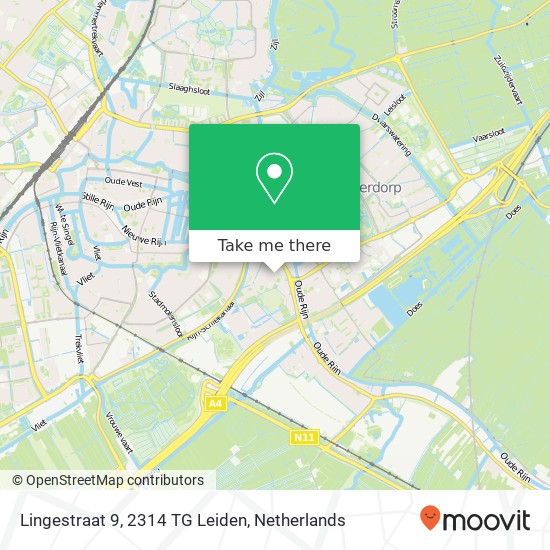 Lingestraat 9, 2314 TG Leiden map