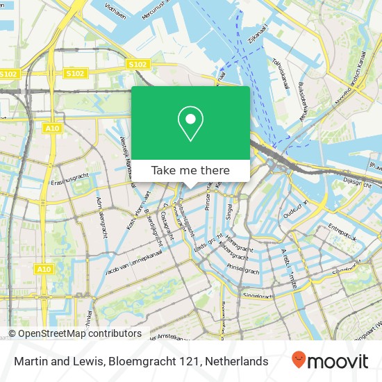 Martin and Lewis, Bloemgracht 121 map