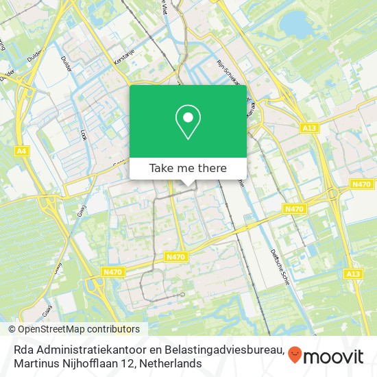 Rda Administratiekantoor en Belastingadviesbureau, Martinus Nijhofflaan 12 Karte