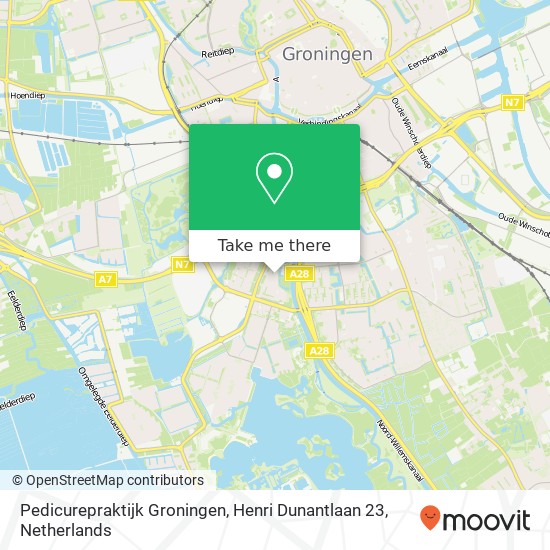 Pedicurepraktijk Groningen, Henri Dunantlaan 23 map
