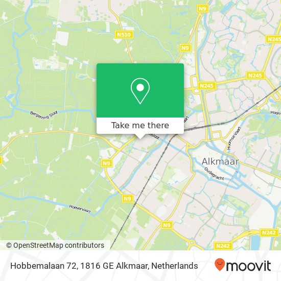 Hobbemalaan 72, 1816 GE Alkmaar map