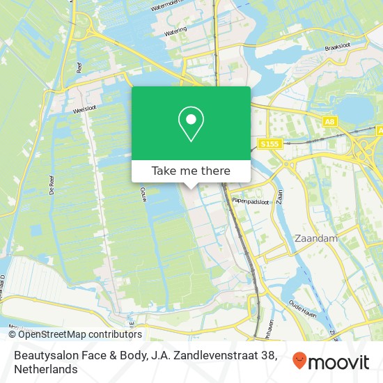 Beautysalon Face & Body, J.A. Zandlevenstraat 38 map