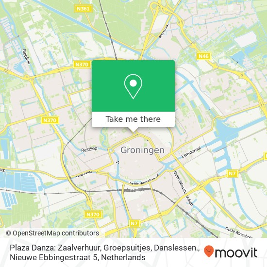 Plaza Danza: Zaalverhuur, Groepsuitjes, Danslessen., Nieuwe Ebbingestraat 5 map