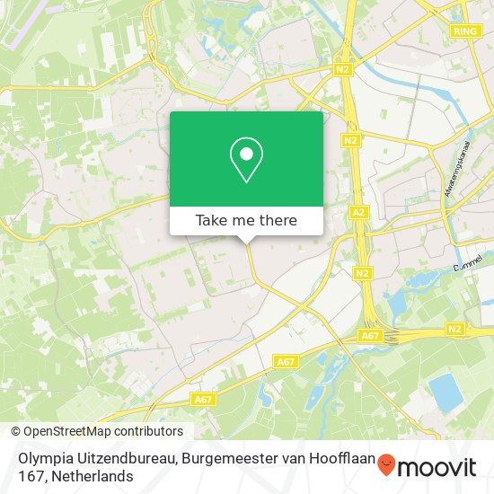 Olympia Uitzendbureau, Burgemeester van Hoofflaan 167 map