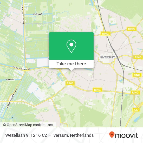Wezellaan 9, 1216 CZ Hilversum map