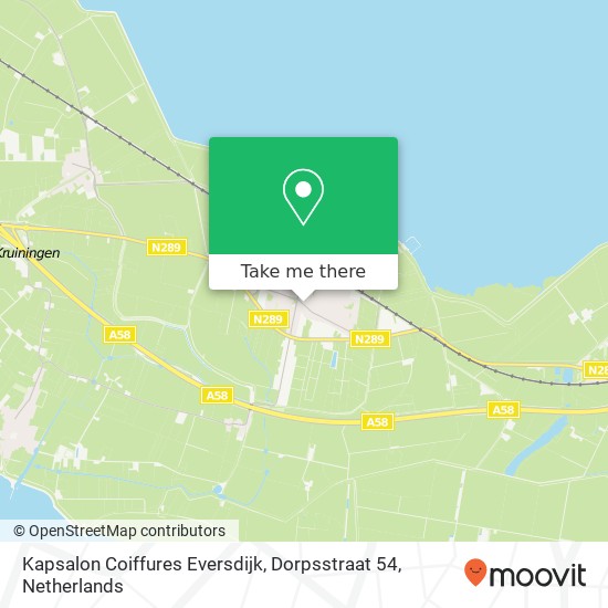 Kapsalon Coiffures Eversdijk, Dorpsstraat 54 map