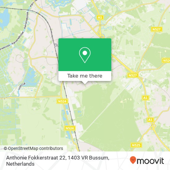 Anthonie Fokkerstraat 22, 1403 VR Bussum map