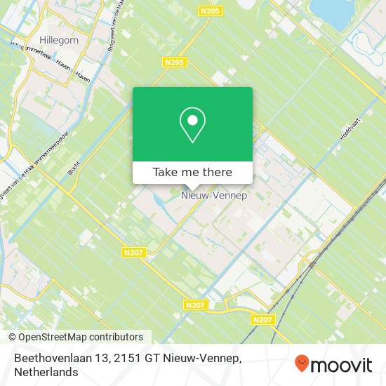 Beethovenlaan 13, 2151 GT Nieuw-Vennep map