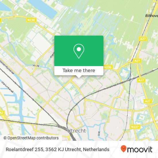Roelantdreef 255, 3562 KJ Utrecht map