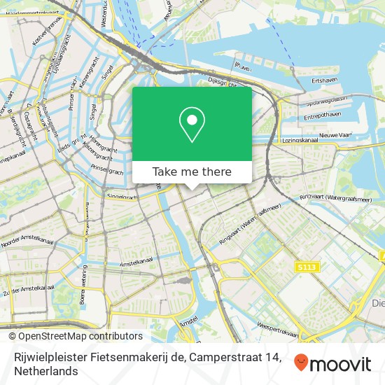 Rijwielpleister Fietsenmakerij de, Camperstraat 14 map