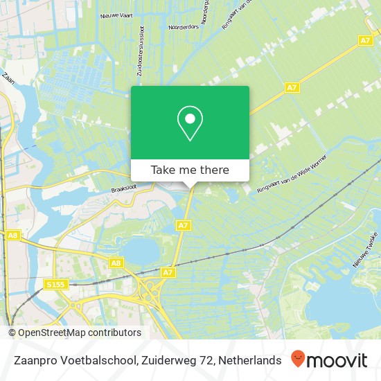 Zaanpro Voetbalschool, Zuiderweg 72 map