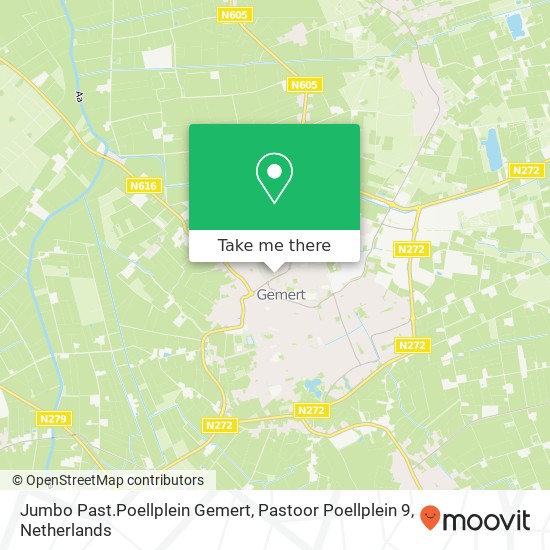 Jumbo Past.Poellplein Gemert, Pastoor Poellplein 9 Karte