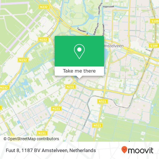 Fuut 8, 1187 BV Amstelveen Karte